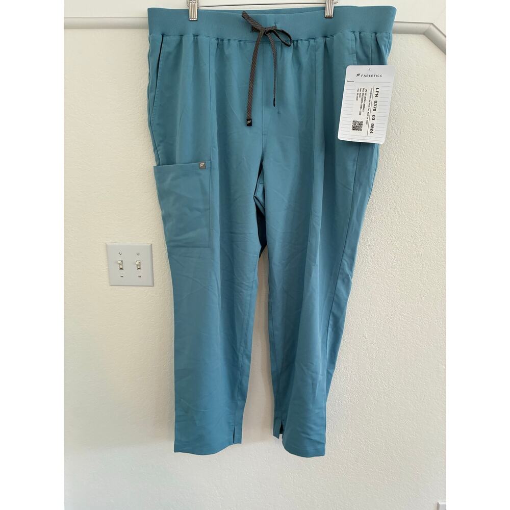 NWT Fabletics Womens 2X Short Ion Scrub Pants Wave READ Blue